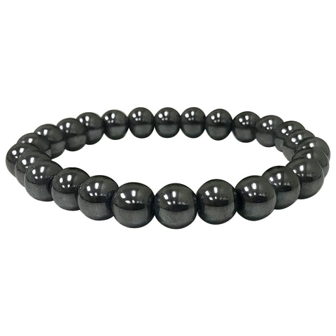 Simulated Hematite Bead Handmade Unisex Stretch Bracelet - Gem Avenue
