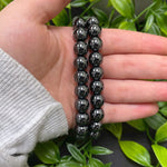 10mm Simulated Hematite Unisex Handmade Stretch Bracelet