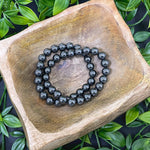 10mm Simulated Hematite Unisex Handmade Stretch Bracelet