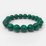 Simulated Malachite 10mm Round Bead Unisex Handmade Stretch Bracelet