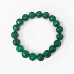 Simulated Malachite 10mm Round Bead Unisex Handmade Stretch Bracelet
