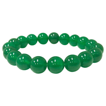 Stretch Dyed Green Agate Bead Unisex Bracelet - Gem Avenue