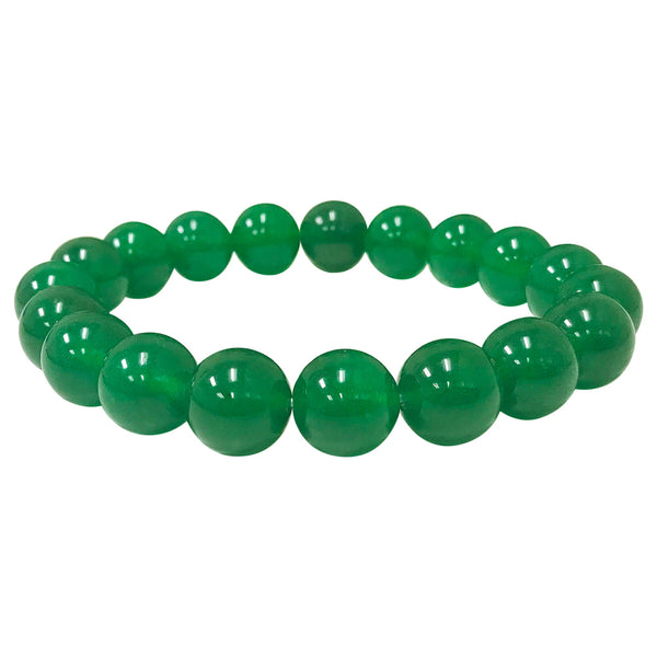 Stretch Dyed Green Agate Bead Unisex Bracelet - Gem Avenue