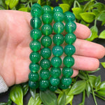 10mm Handmade Dyed Green Agate Bead Unisex Stretch Bracelet