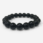 Handmade 10mm Round Stretch Black Onyx Bead Unisex Bracelet