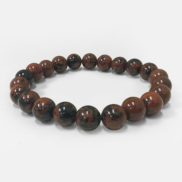 Natural Mahogany Obsidian Beads Handmade Stretchable Unisex Bracelets - Gem Avenue Wholesale