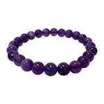 Amethyst 8mm Round Bead Handmade Stretch Unisex Bracelets