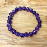 Amethyst 8mm Round Bead Handmade Stretch Unisex Bracelets