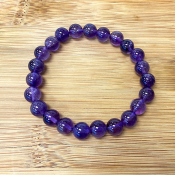Purple Amethyst Bead Handmade Unisex Stretch Bracelets - Gem Avenue Wholesale