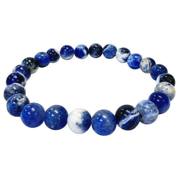 Natural Sodalite Gemstone Bead Handmade Stretch Unisex Bracelet - Gem Avenue