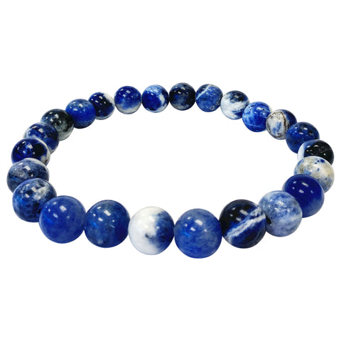 Natural Sodalite Gemstone Bead Handmade Stretch Unisex Bracelet - Gem Avenue