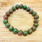 8mm Unakite Gemstone Handmade Stretch Unisex Bracelet