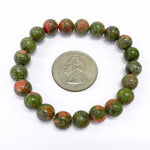 8mm Unakite Gemstone Handmade Stretch Unisex Bracelet