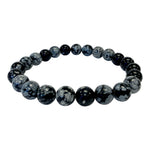 8mm Snowflake Obsidian Handmade Stretch Unisex Bracelet