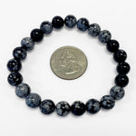 8mm Snowflake Obsidian Handmade Stretch Unisex Bracelet