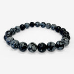 8mm Snowflake Obsidian Handmade Stretch Unisex Bracelet