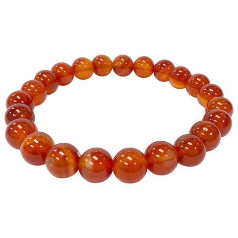 Carnelian Gemstone Bead Unisex Handmade Stretch Bracelet - Gem Avenue