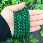 8mm Green Agate Gemstone Unisex Stretch Bracelet