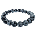 10mm Snowflake Obsidian Gemstone Unisex Stretch Bracelet
