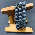 10mm Snowflake Obsidian Gemstone Unisex Stretch Bracelet