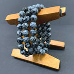 10mm Snowflake Obsidian Gemstone Unisex Stretch Bracelet