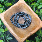 10mm Snowflake Obsidian Gemstone Unisex Stretch Bracelet