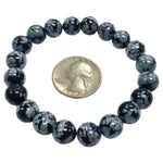 10mm Snowflake Obsidian Gemstone Unisex Stretch Bracelet