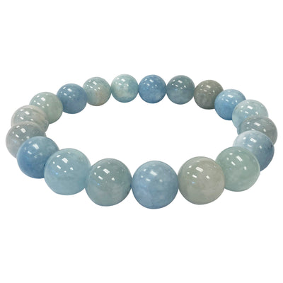 10mm Aquamarine Gemstone Bead Unisex Stretch Bracelet