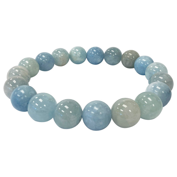 Aquamarine Gemstone Bead Unisex Stretch Bracelet - Gem Avenue
