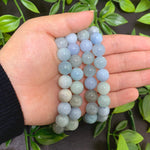 10mm Aquamarine Gemstone Bead Unisex Stretch Bracelet