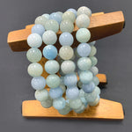 10mm Aquamarine Gemstone Bead Unisex Stretch Bracelet