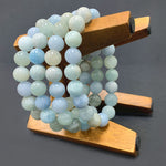 10mm Aquamarine Gemstone Bead Unisex Stretch Bracelet