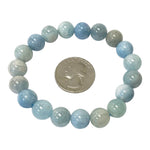 10mm Aquamarine Gemstone Bead Unisex Stretch Bracelet