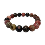 10mm Rhodonite Gemstone Rounds Bead Unisex Handmade Stretch Bracelet