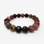10mm Rhodonite Gemstone Rounds Bead Unisex Handmade Stretch Bracelet