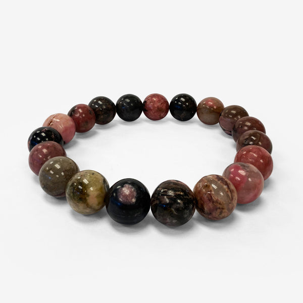 Rhodonite Gemstone Bead Unisex Handmade Stretch Bracelet - Gem Avenue Wholesale