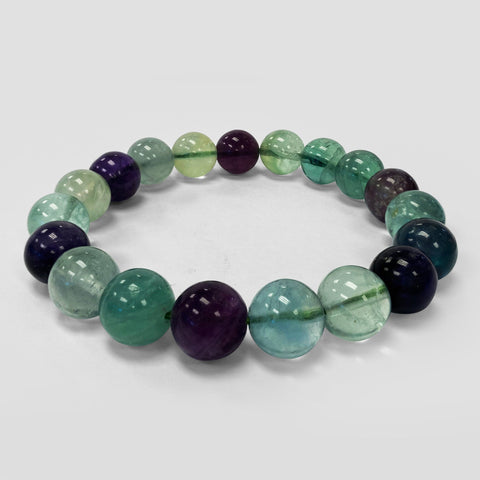 Fluorite Gemstone Bead Unisex Handmade Stretch Bracelet - Gem Avenue