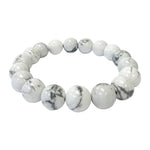 10mm White Howlite Gemstone Unisex Handmade Stretch Bracelet