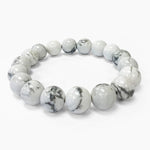 10mm White Howlite Gemstone Unisex Handmade Stretch Bracelet
