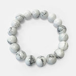 10mm White Howlite Gemstone Unisex Handmade Stretch Bracelet