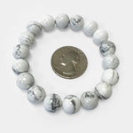 10mm White Howlite Gemstone Unisex Handmade Stretch Bracelet