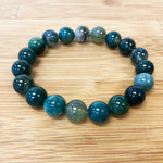10mm Ocean Agate Gemstone Beads Stretch Bracelet  Unisex Handmade, One Size Fits All