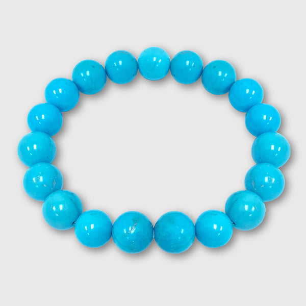 Simulated Blue Turquoise Bead Unisex Handmade Stretch Bracelet - Gem Avenue