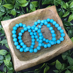 10mm Simulated Turquoise Unisex Handmade Stretch Bracelet