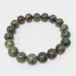 10mm African Turquoise Round Bead Unisex Handmade Stretch Bracelet