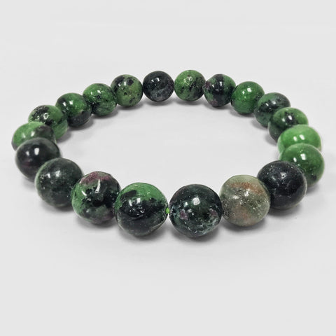 Ruby Zoisite Gemstone Bead Unisex Handmade Stretch Bracelet - Gem Avenue
