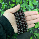 10mm Garnet Gemstone Round Bead Unisex Handmade Stretch Bracelet