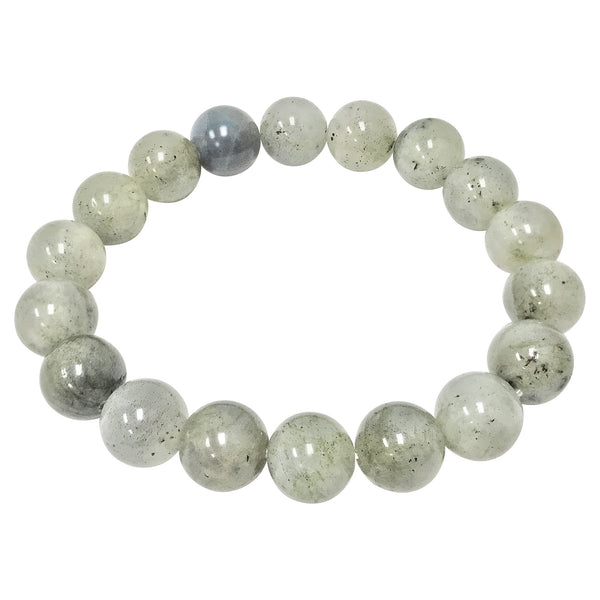 Natural Labradorite Gemstone Round Bead Unisex Handmade Stretch Bracelet - Gem Avenue Wholesale