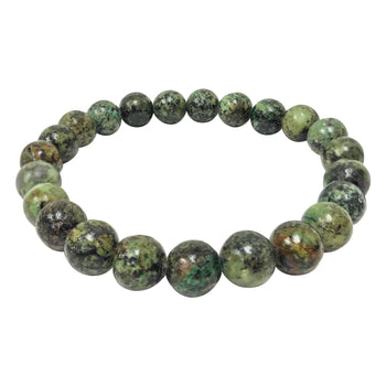 Natural African Turquoise Gemstone Bead Handmade Stretch Unisex Bracelet - Gem Avenue