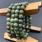 8mm African Turquoise Gemstone Round Bead Unisex Stretch Bracelet